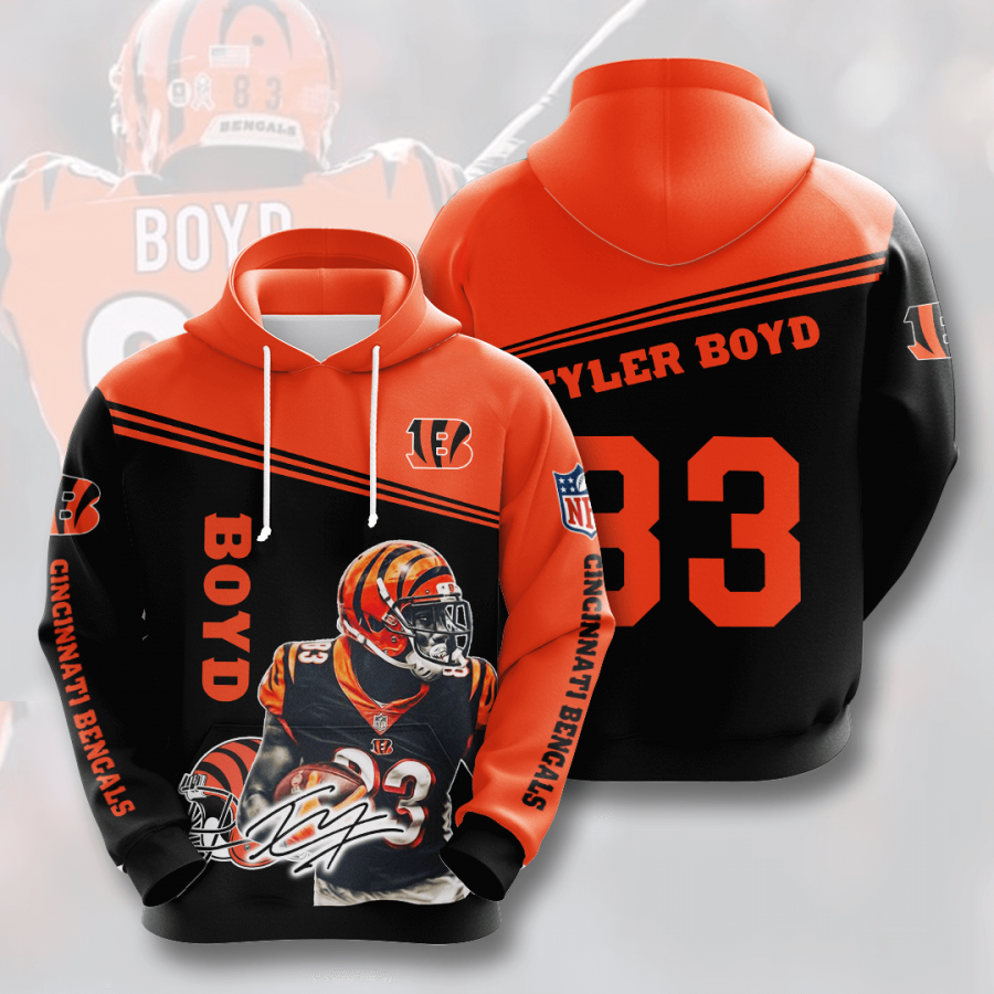 Nfl Cincinnati Bengals Tyler Boyd 3d Hoodie Custom Printing Team Color Plus Size Up To 5xl