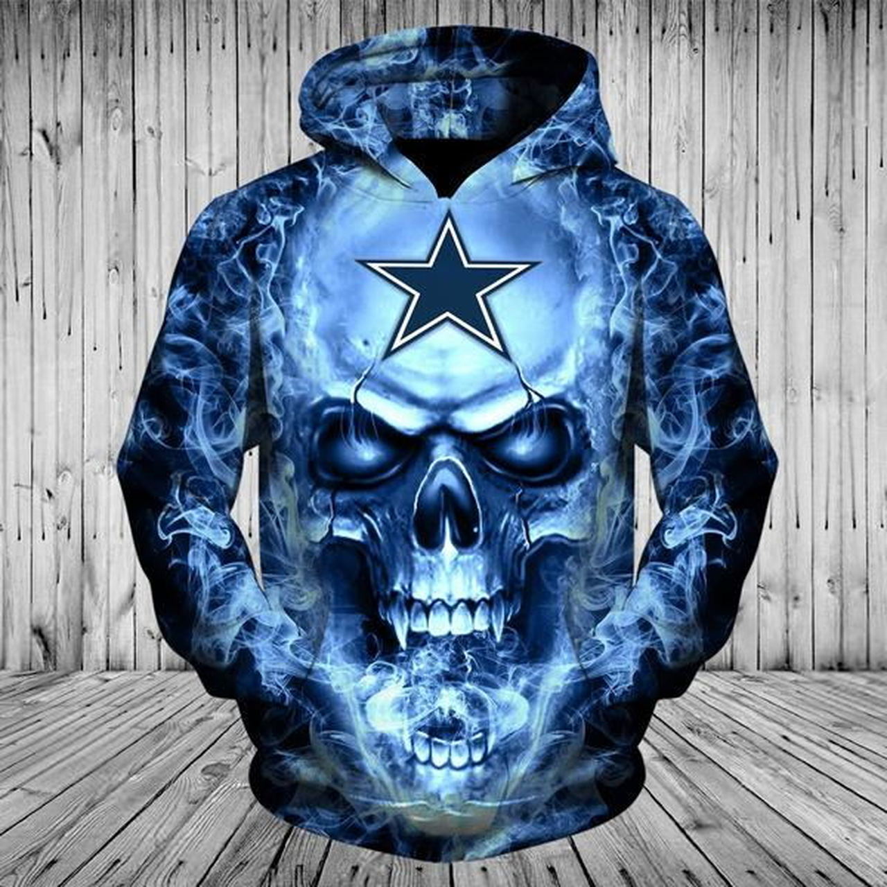 Nfl Dallas Cowboys Blue Smoking Skull Men And Women 3d Full Printing Hoodie Zip Hoodie Dallas Cowboys 3d Full Printing Shirt Ik96r