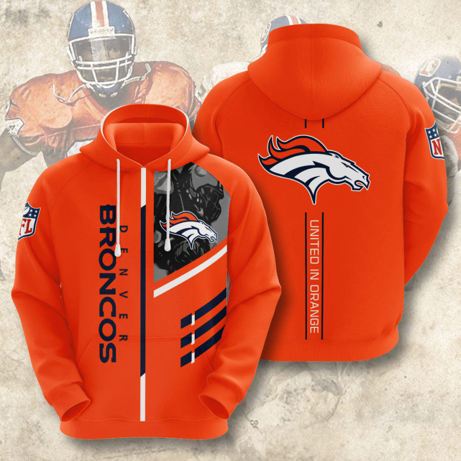 Nfl Denver Broncos 3d Hoodie Custom Printing Team Color Plus Size Up To 5xl I4lrc