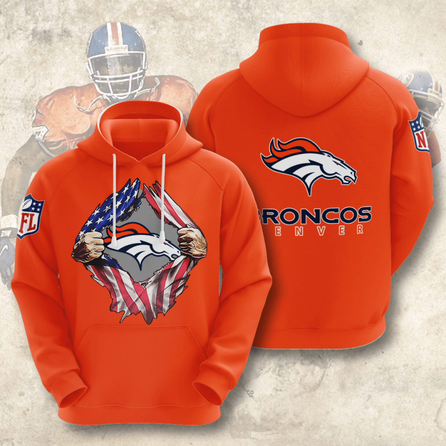 Nfl Denver Broncos 3d Hoodie Custom Printing Team Color Plus Size Up To 5xl