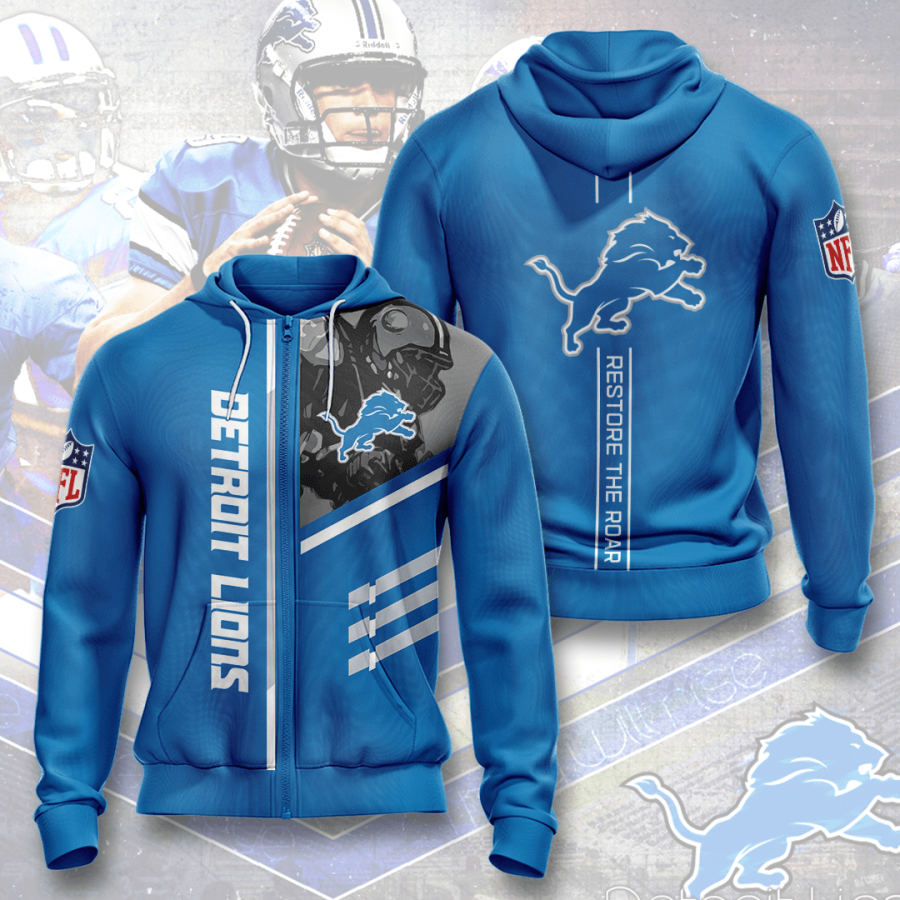 Nfl Detroit Lions 3d Hoodie Custom Printing Team Color Plus Size Up To 5xl Oljlp