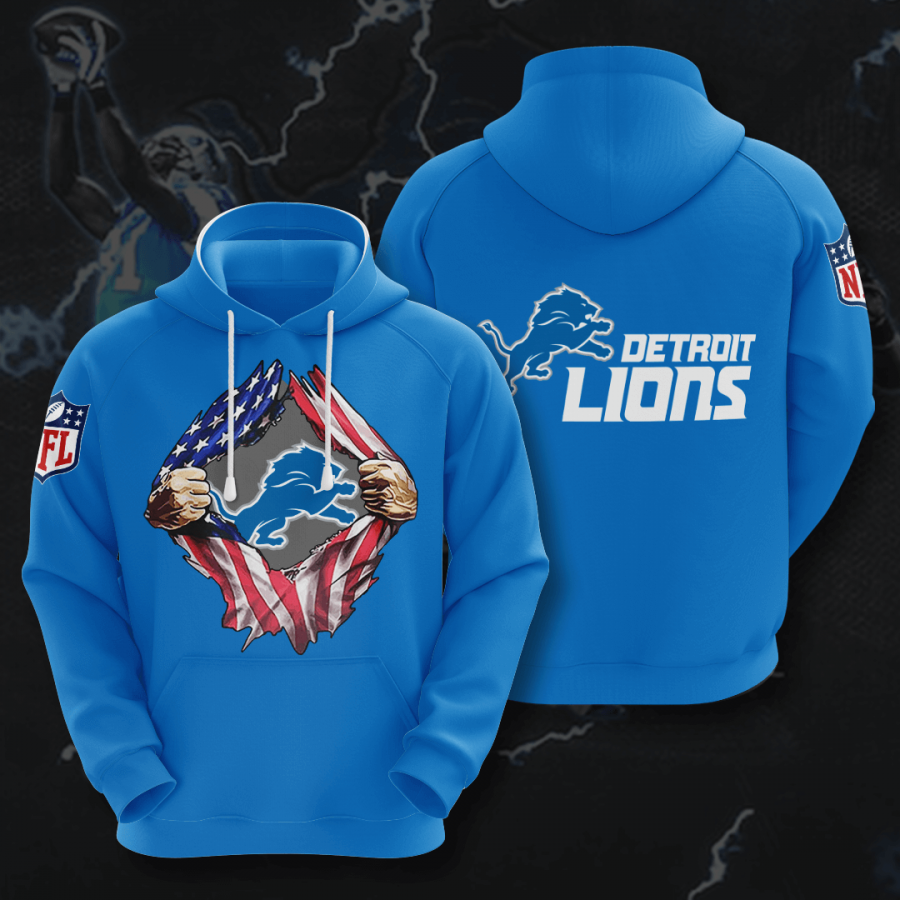 Nfl Detroit Lions 3d Hoodie Custom Printing Team Color Plus Size Up To 5xl