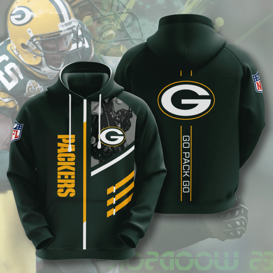 Nfl Green Bay Packers 3d Hoodie Custom Printing Team Color Plus Size Up To 5xl