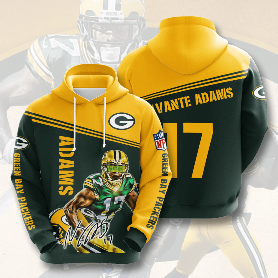 Nfl Green Bay Packers Davante Adams 3d Hoodie Custom Printing Team Color Plus Size Up To 5xl