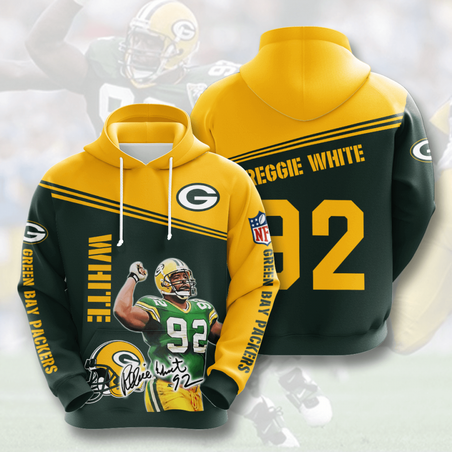 Nfl Green Bay Packers Reggie White 3d Hoodie Custom Printing Team Color Plus Size Up To 5xl