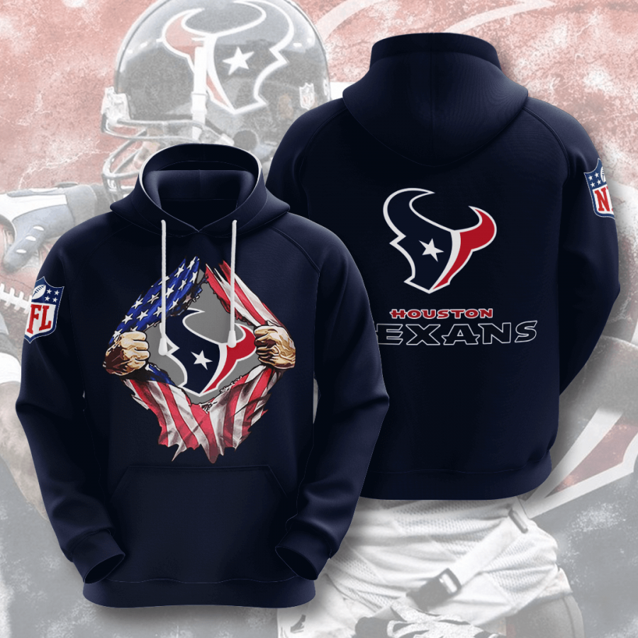 Nfl Houston Texans 3d Hoodie Custom Printing Team Color Plus Size Up To 5xl