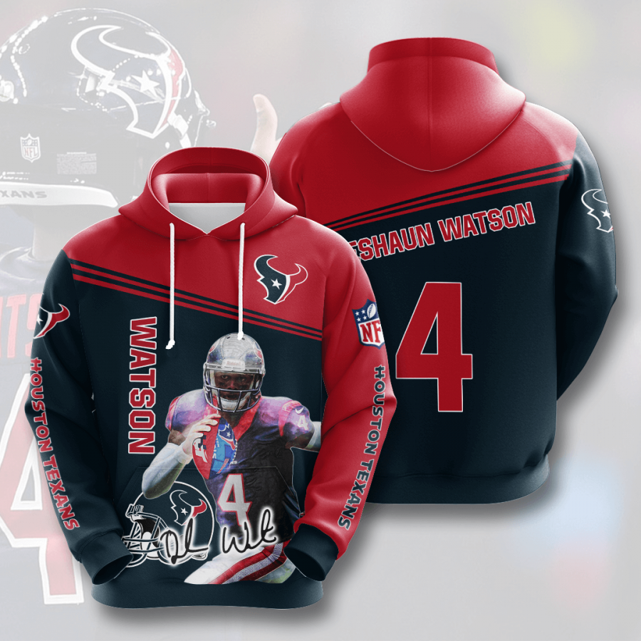 Nfl Houston Texans Deshaun Watson 3d Hoodie Custom Printing Team Color Plus Size Up To 5xl