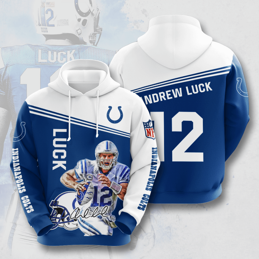 Nfl Indianapolis Colts Andrew Luck 3d Hoodie Custom Printing Team Color Plus Size Up To 5xl