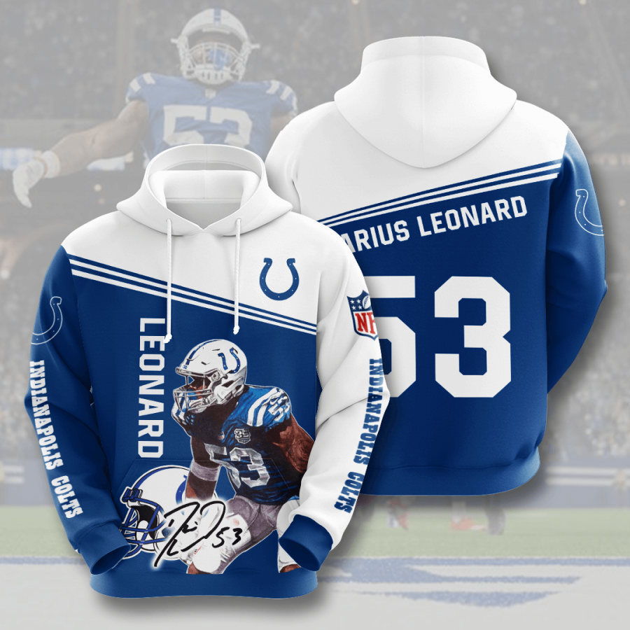 Nfl Indianapolis Colts Darius Leonard 3d Hoodie Custom Printing Team Color Plus Size Up To 5xl