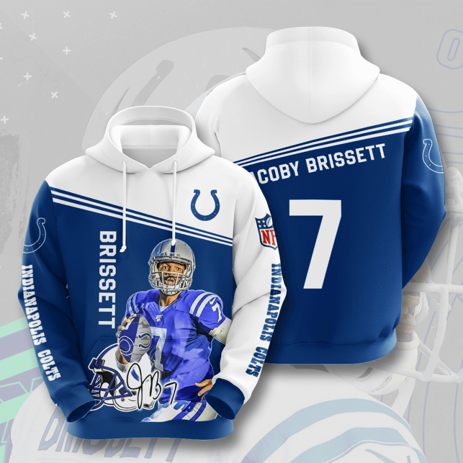 Nfl Indianapolis Colts Jacoby Brissett 3d Hoodie Custom Printing Team Color Plus Size Up To 5xl