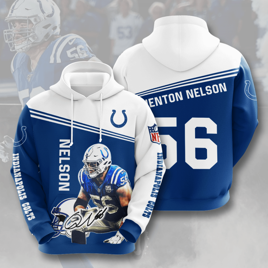 Nfl Indianapolis Colts Quenton Nelson 3d Hoodie Custom Printing Team Color Plus Size Up To 5xl