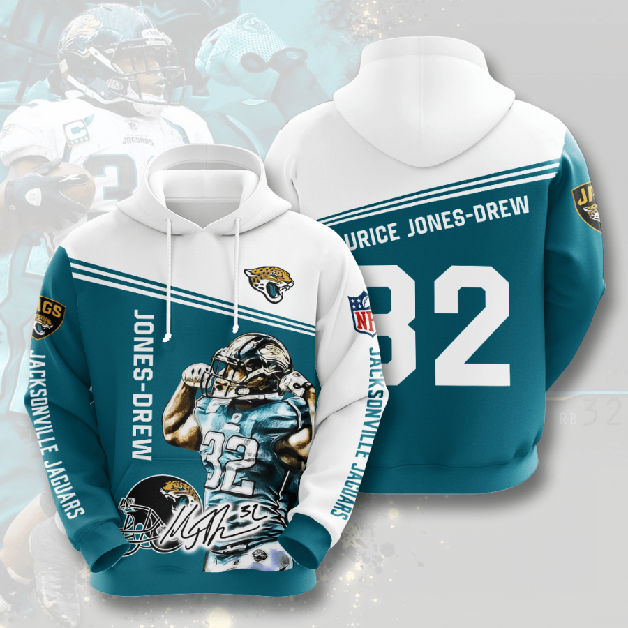 Nfl Jacksonville Jaguars Maurice Jones-drew 3d Hoodie Custom Printing Team Color Plus Size Up To 5xl