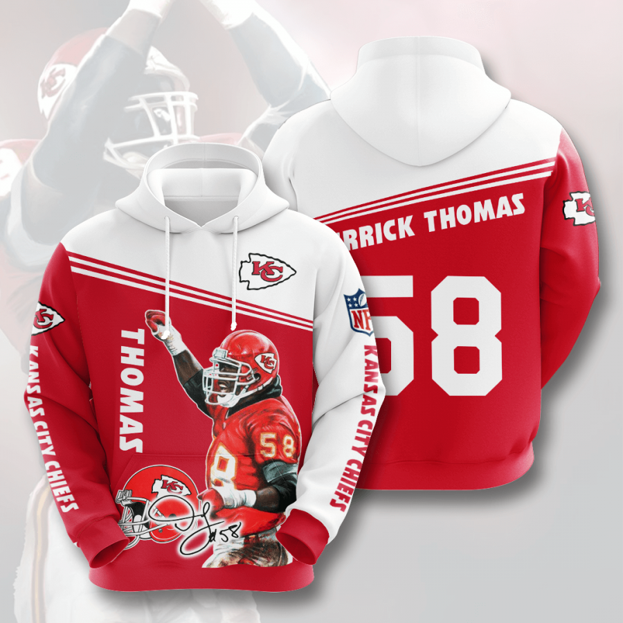 Nfl Kansas City Chiefs Derrick Thomas 3d Hoodie Custom Printing Team Color Plus Size Up To 5xl