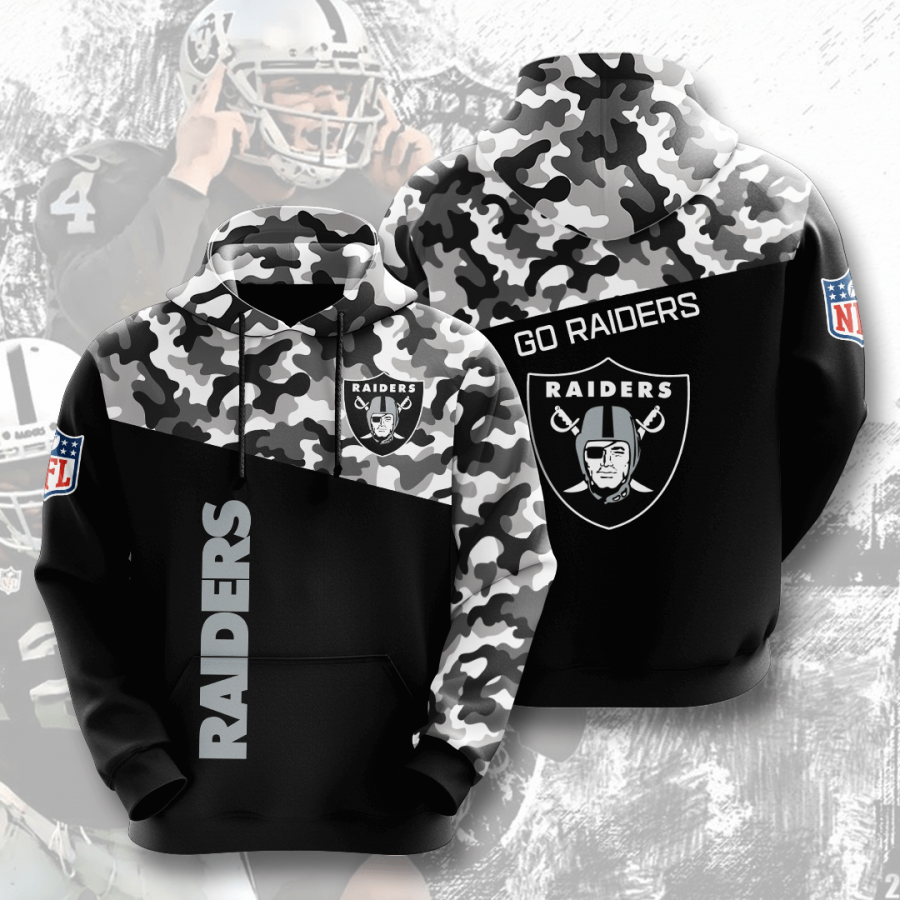 Nfl Las Vegas Raiders 3d Hoodie Custom Printing Team Color Plus Size Up To 5xl