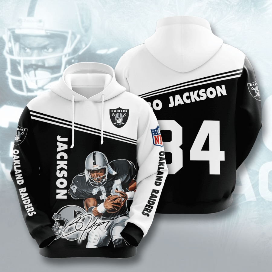 Nfl Las Vegas Raiders Bo Jackson 3d Hoodie Custom Printing Team Color Plus Size Up To 5xl