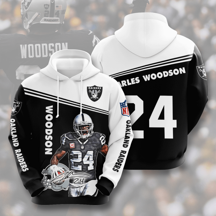 Nfl Las Vegas Raiders Charles Woodson 3d Hoodie Custom Printing Team Color Plus Size Up To 5xl