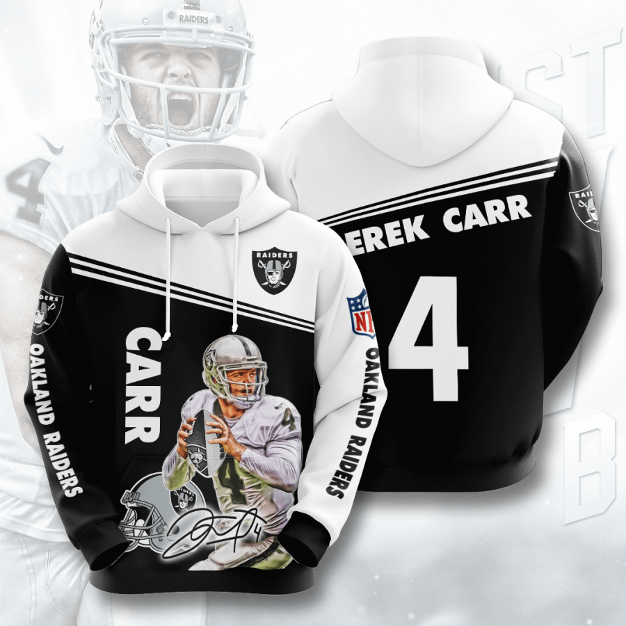 Nfl Las Vegas Raiders Derek Carr 3d Hoodie Custom Printing Team Color Plus Size Up To 5xl