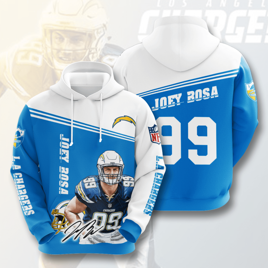 Nfl Los Angeles Chargers Joey Bosa 3d Hoodie Custom Printing Team Color Plus Size Up To 5xl