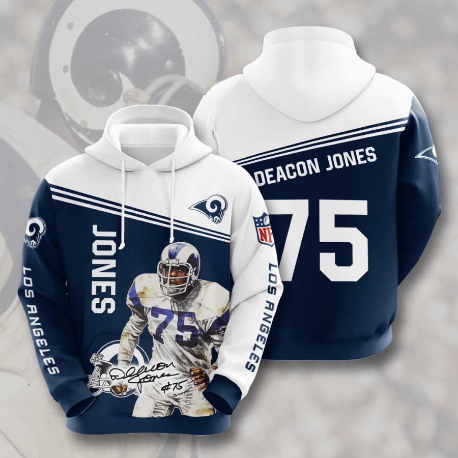 Nfl Los Angeles Rams Deacon Jones 3d Hoodie Custom Printing Team Color Plus Size Up To 5xl