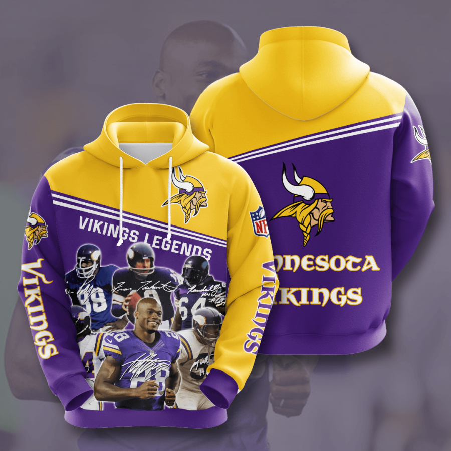 Nfl Minnesota Vikings 3d Hoodie Custom Printing Team Color Plus Size Up To 5xl 0lpab