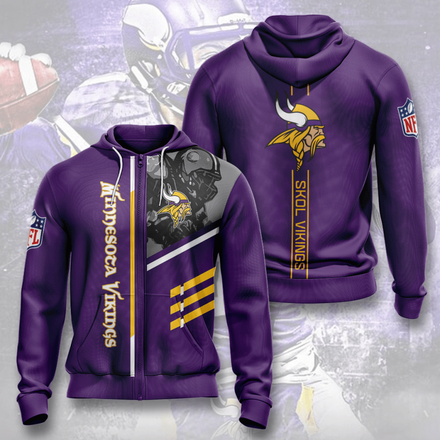 Nfl Minnesota Vikings 3d Hoodie Custom Printing Team Color Plus Size Up To 5xl Lo4zr