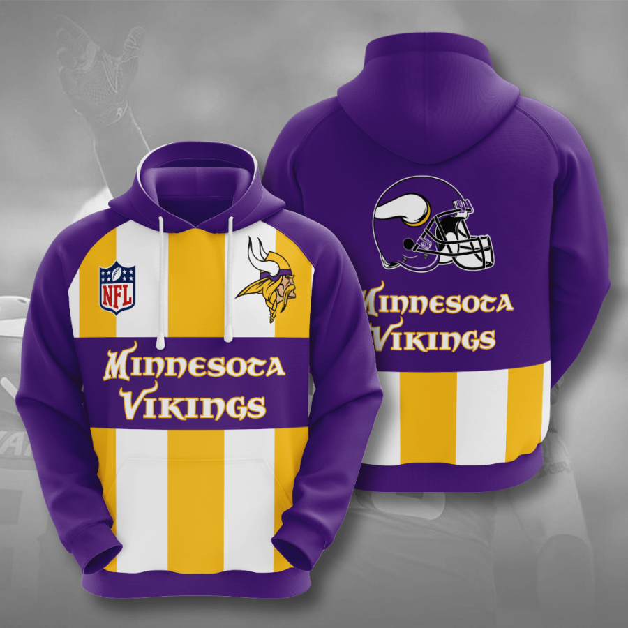 Nfl Minnesota Vikings 3d Hoodie Custom Printing Team Color Plus Size Up To 5xl Pspd1