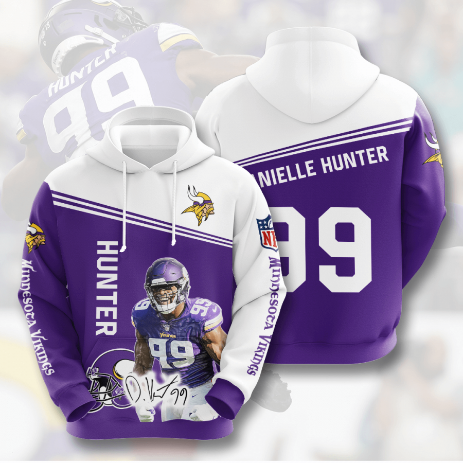 Nfl Minnesota Vikings Danielle Hunter 3d Hoodie Custom Printing Team Color Plus Size Up To 5xl