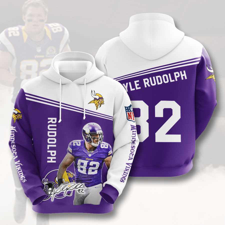 Nfl Minnesota Vikings Kyle Rudolph 3d Hoodie Custom Printing Team Color Plus Size Up To 5xl