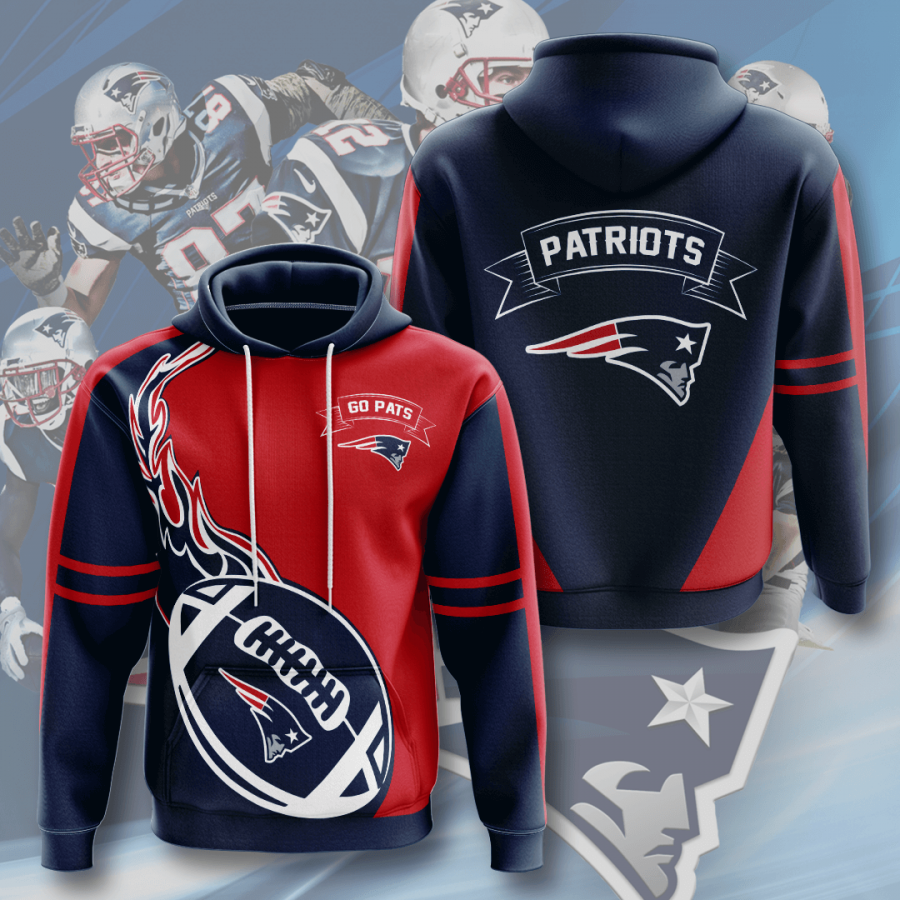 Nfl New England Patriots 3d Hoodie Custom Printing Team Color Plus Size Up To 5xl 9cjk7