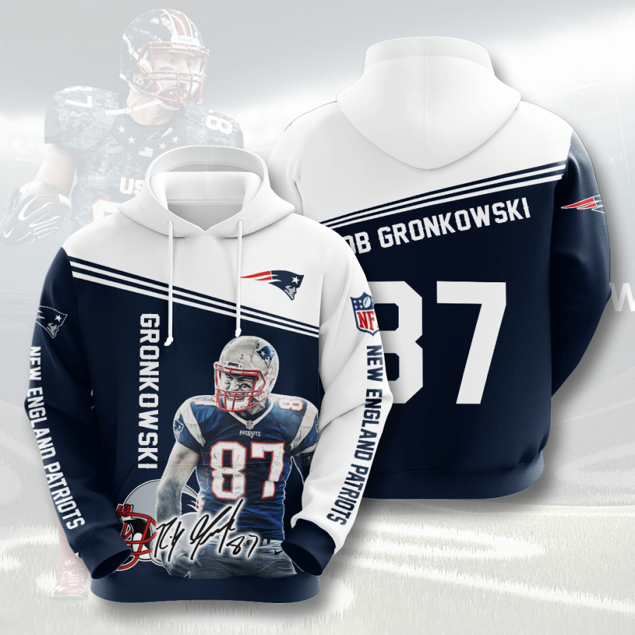 Nfl New England Patriots Rob Gronkowski 3d Hoodie Custom Printing Team Color Plus Size Up To 5xl