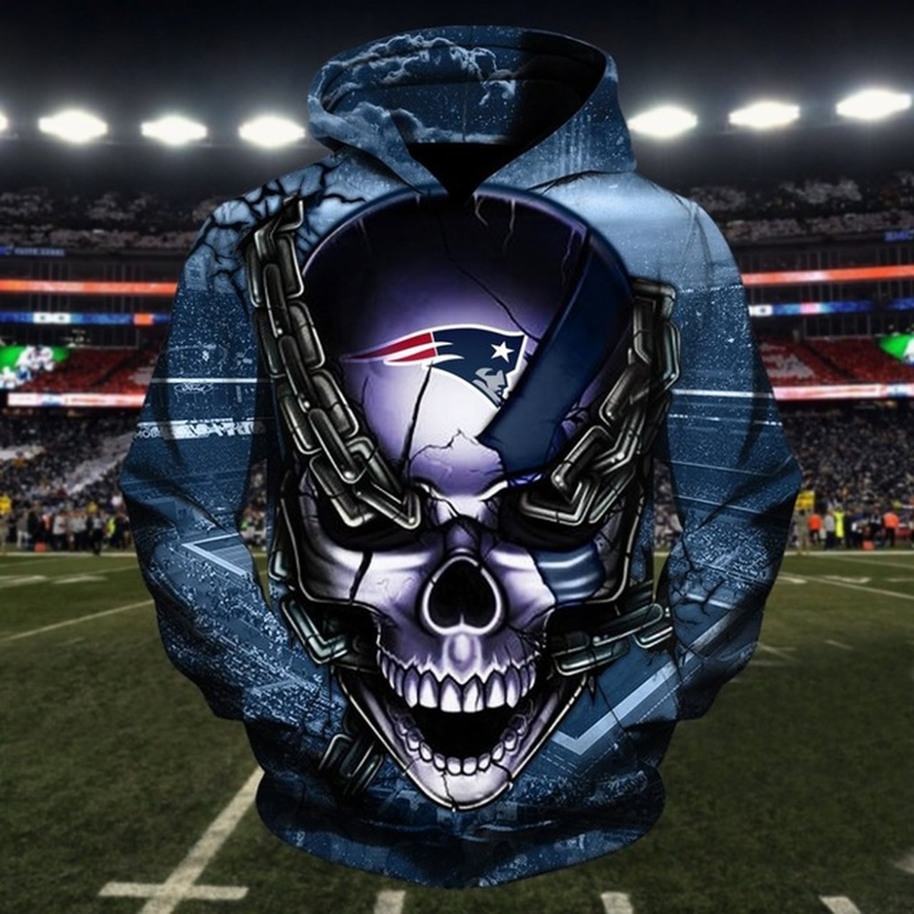 Nfl New England Patriots Team Skull Men And Women 3d Full Printing Hoodie Nfl New England Patriots 3d Full Printing Shirt 174g9