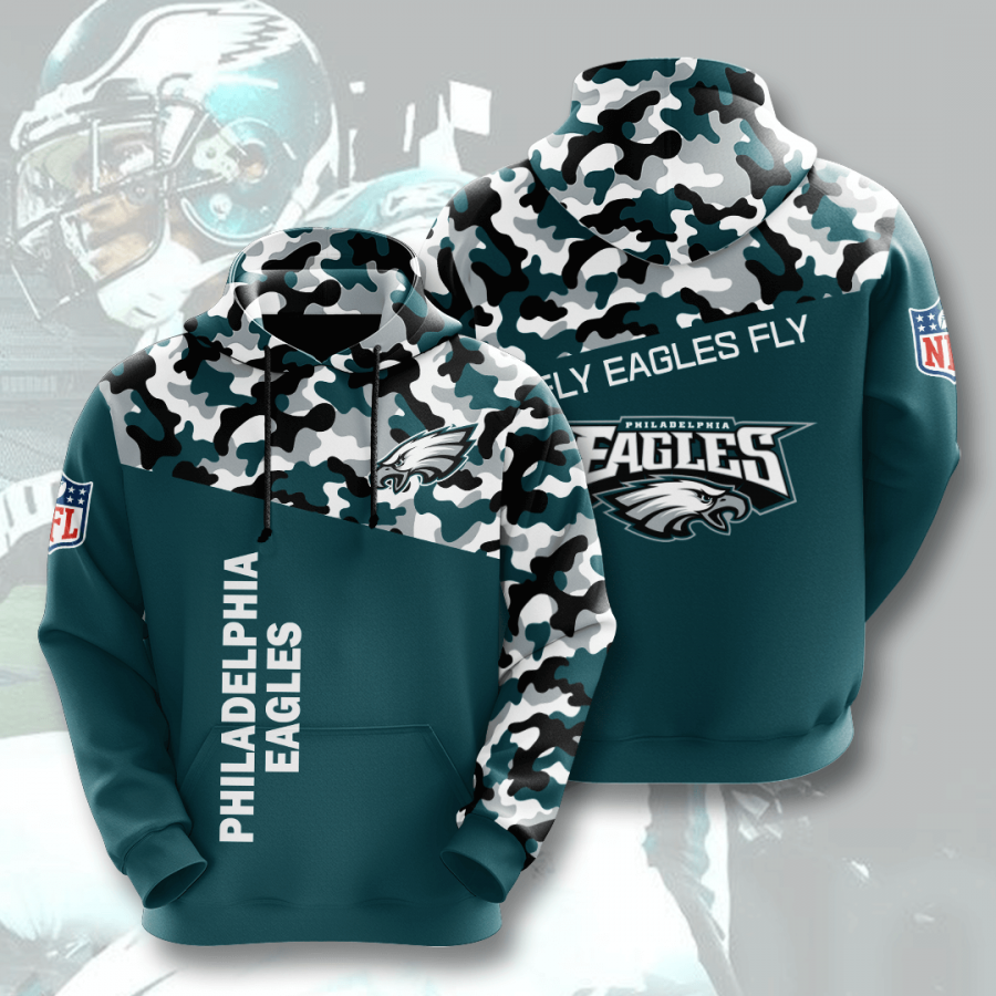 Nfl Philadelphia Eagles 3d Hoodie Custom Printing Team Color Plus Size Up To 5xl