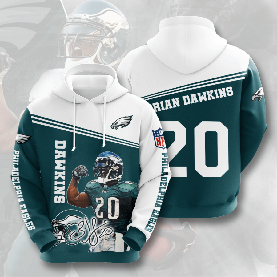 Nfl Philadelphia Eagles Brian Dawkins 3d Hoodie Custom Printing Team Color Plus Size Up To 5xl