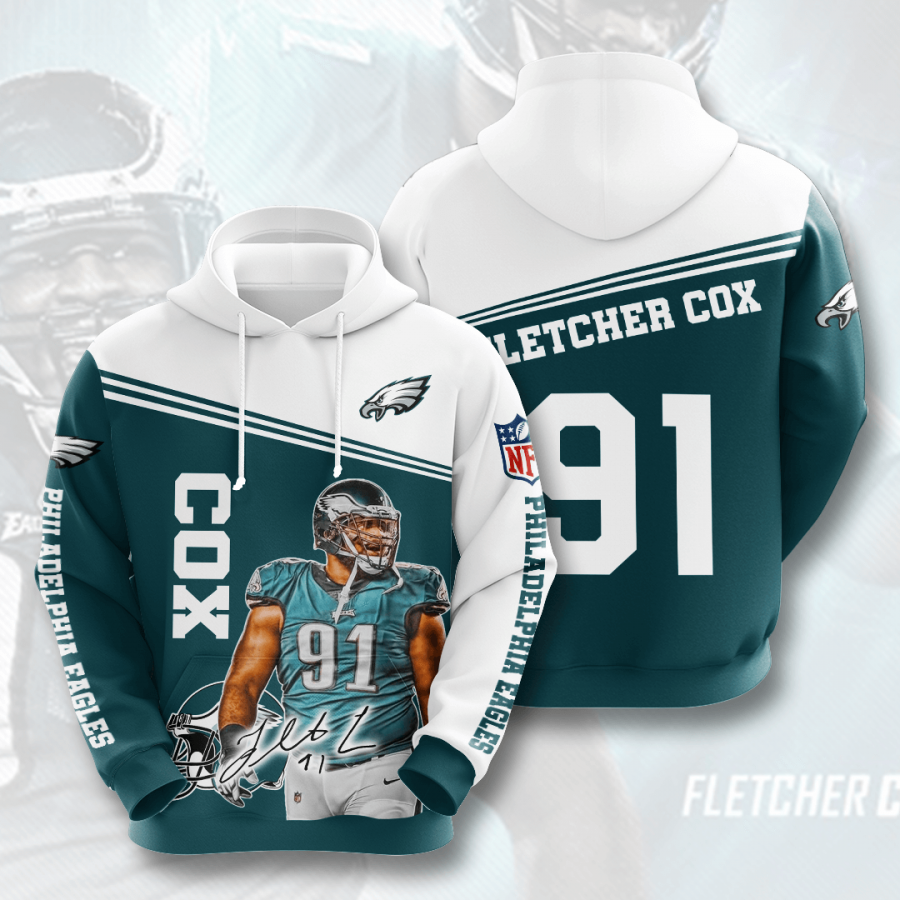 Nfl Philadelphia Eagles Fletcher Cox 3d Hoodie Custom Printing Team Color Plus Size Up To 5xl