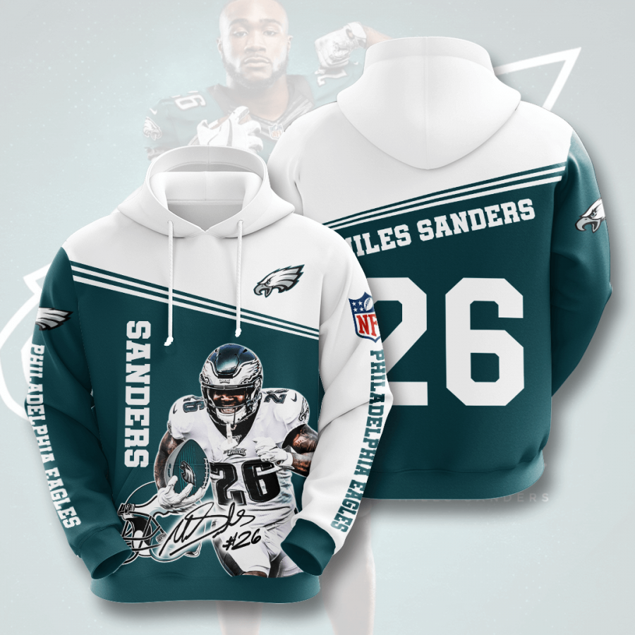 Nfl Philadelphia Eagles Miles Sanders 3d Hoodie Custom Printing Team Color Plus Size Up To 5xl