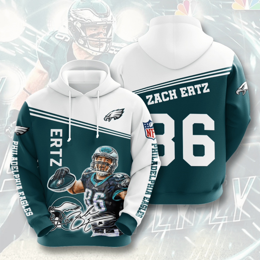 Nfl Philadelphia Eagles Zach Ertz 3d Hoodie Custom Printing Team Color Plus Size Up To 5xl