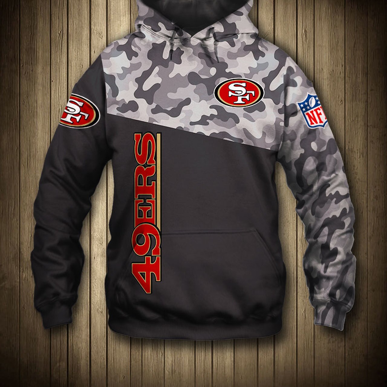 Nfl San Francisco 49ers Camo Men And Women 3d Full Printing Hoodie Zip Hoodie San Francisco 49ers 3d Full Printing Shirt 70x36