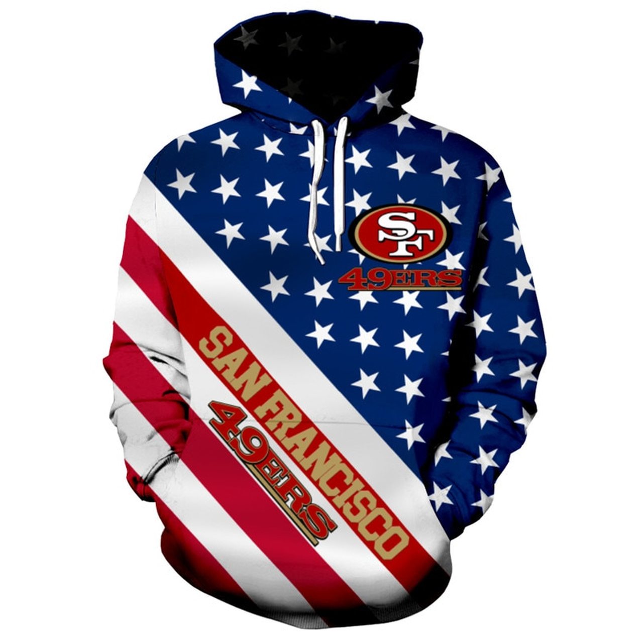 Nfl San Francisco 49ers Patriotic Star And Stripes Unisex 3d Full Printing Hoodie Zip Hoodie San Francisco 49ers 3d Full Printing Shirt