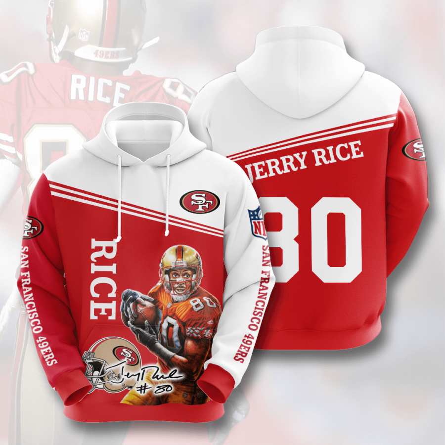 Nfl San Francisco Ers Jerry Rice 3d Hoodie Custom Printing Team Color Plus Size Up To 5xl