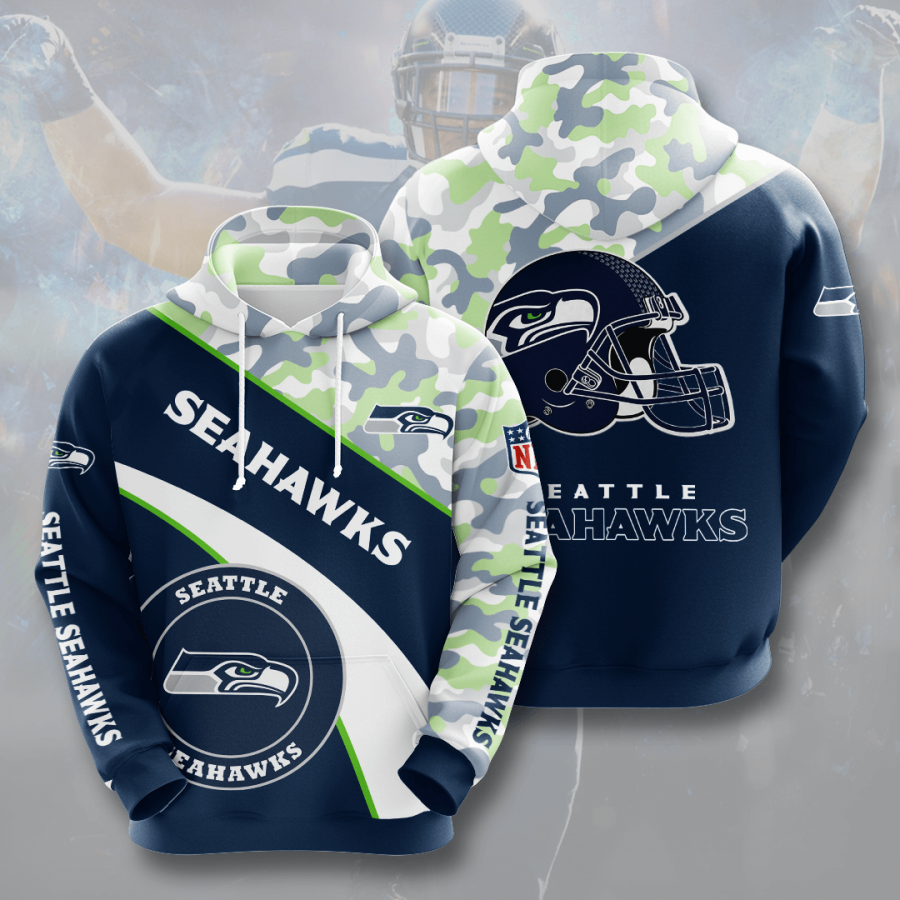 Nfl Seattle Seahawks 3d Hoodie Custom Printing Team Color Plus Size Up To 5xl E2w3k