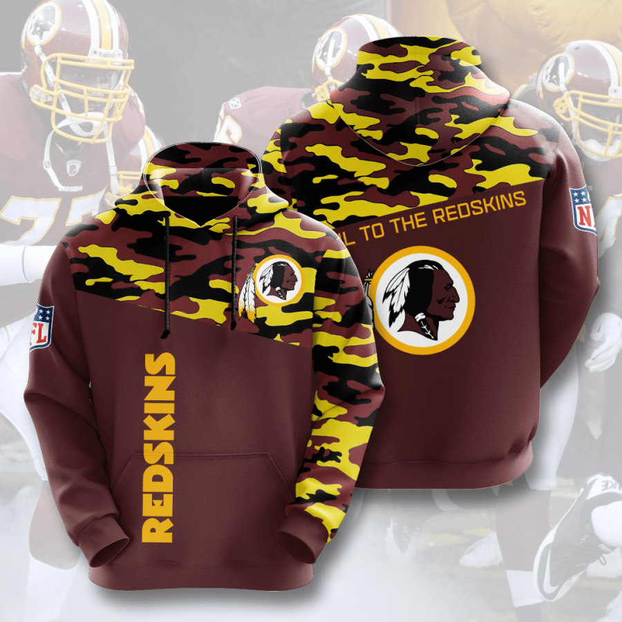 Nfl Washington Redskins 3d Hoodie Custom Printing Team Color Plus Size Up To 5xl