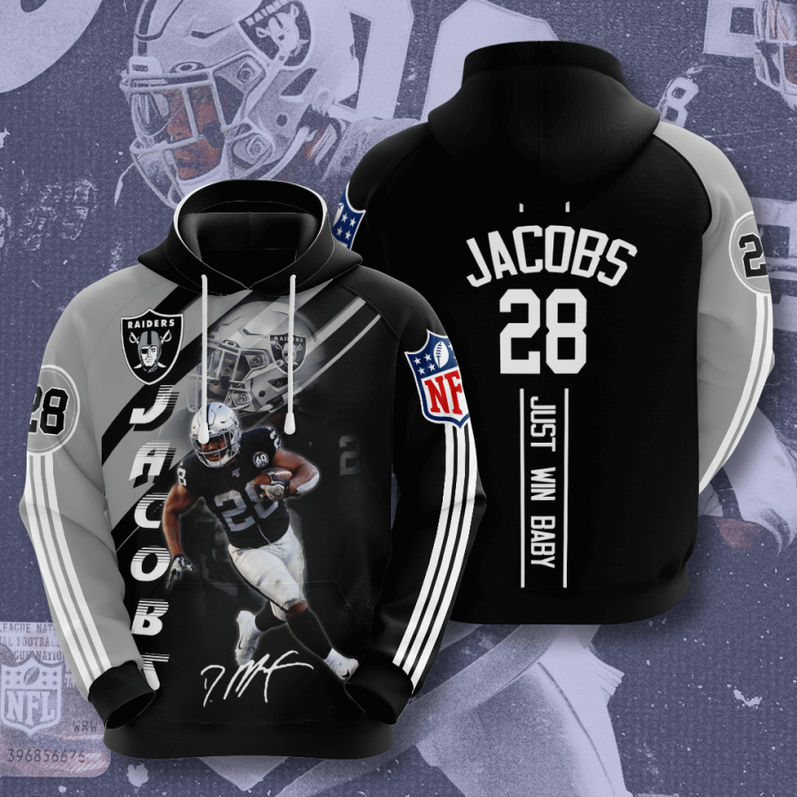 Oakland Raiders Nfl Josh Jacobs Unisex 3d Full Printing Pullover Hoodie Pvgtc