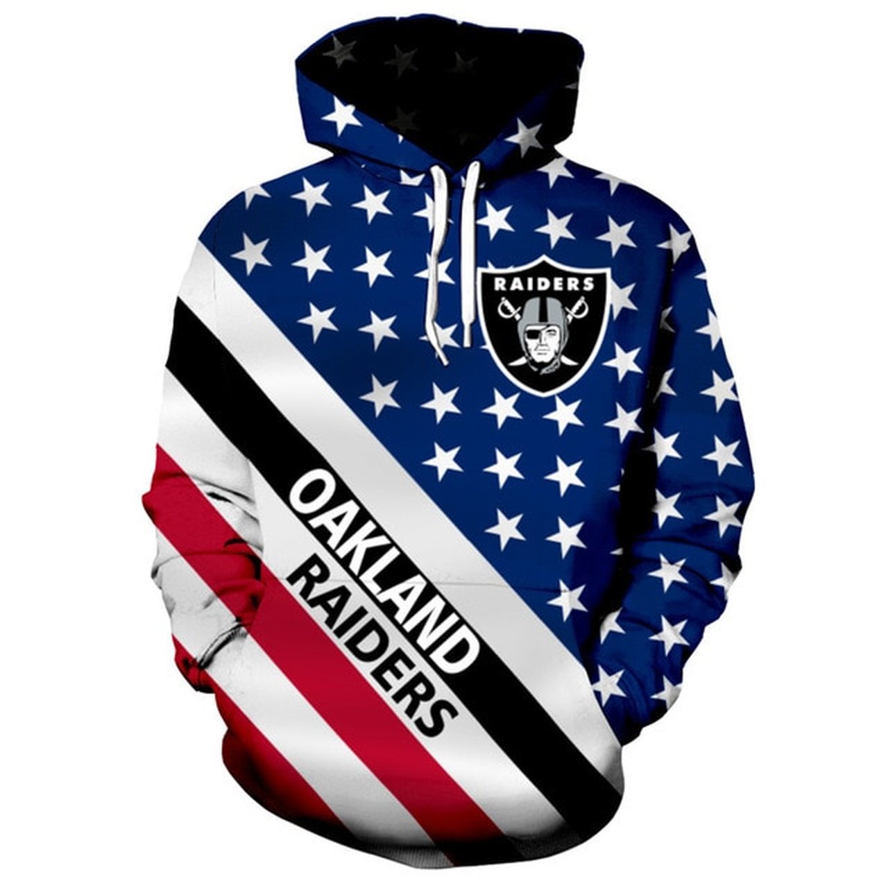 Oakland Raiders Nfl Patriotic Stars And Stripes Unisex 3d Full Printing Hoodie Zip Hoodie Oakland Raiders Nfl 3d Full Printing Shirt