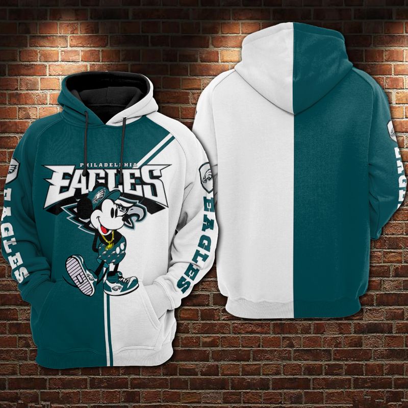 Philadelphia Eagles Mickey Hoodie Sweater Tshirt For Men Hoodie 3d Forest Green Size L