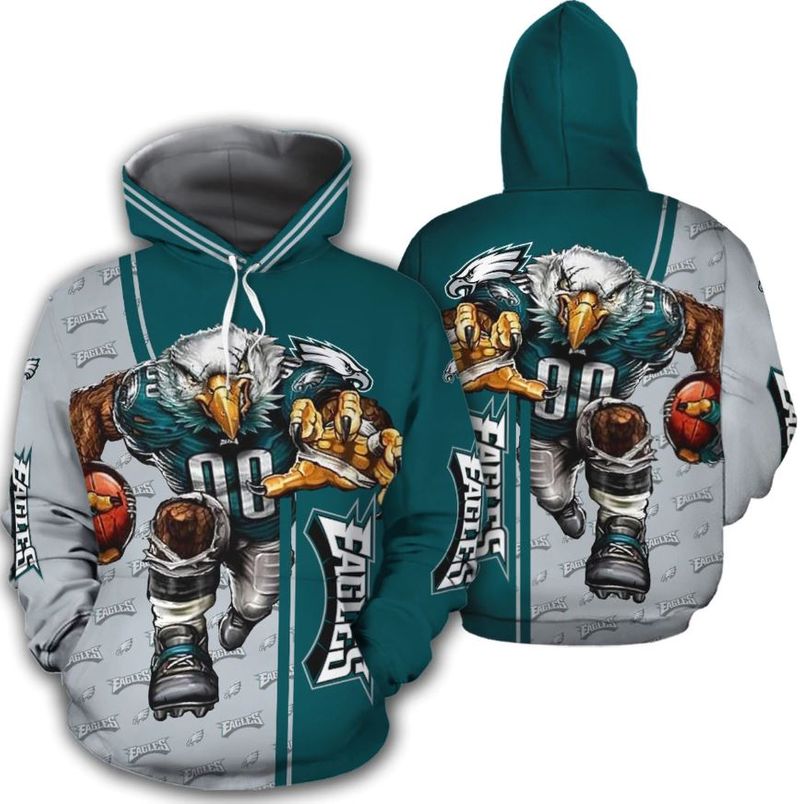 Philadelphia Eagles Muscular Football Players Hoodie Tshirt For Men Hoodie 3d Forest Green Size L