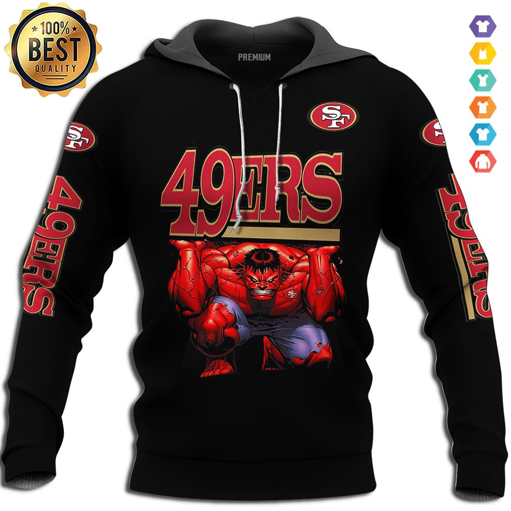 San Francisco 49ers Nfl Football Hulk Marvel Avengers Sports Tshirts Hoodie 3d Navy Size X