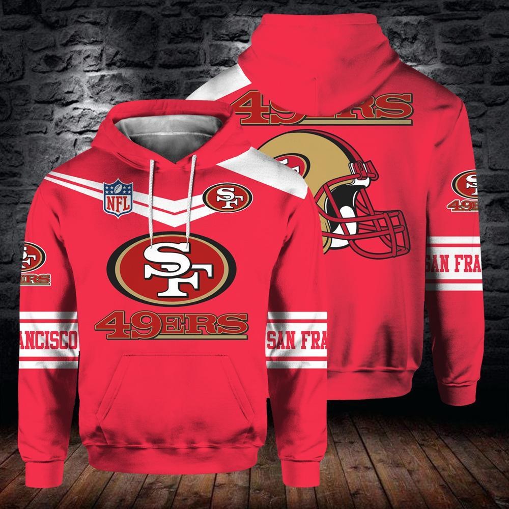 San Francisco 49ers Nfl Team Helmet Men And Women 3d Full Printing Hoodie Zip Hoodie San Francisco 49ers Nfl 3d Full Printing Shirt