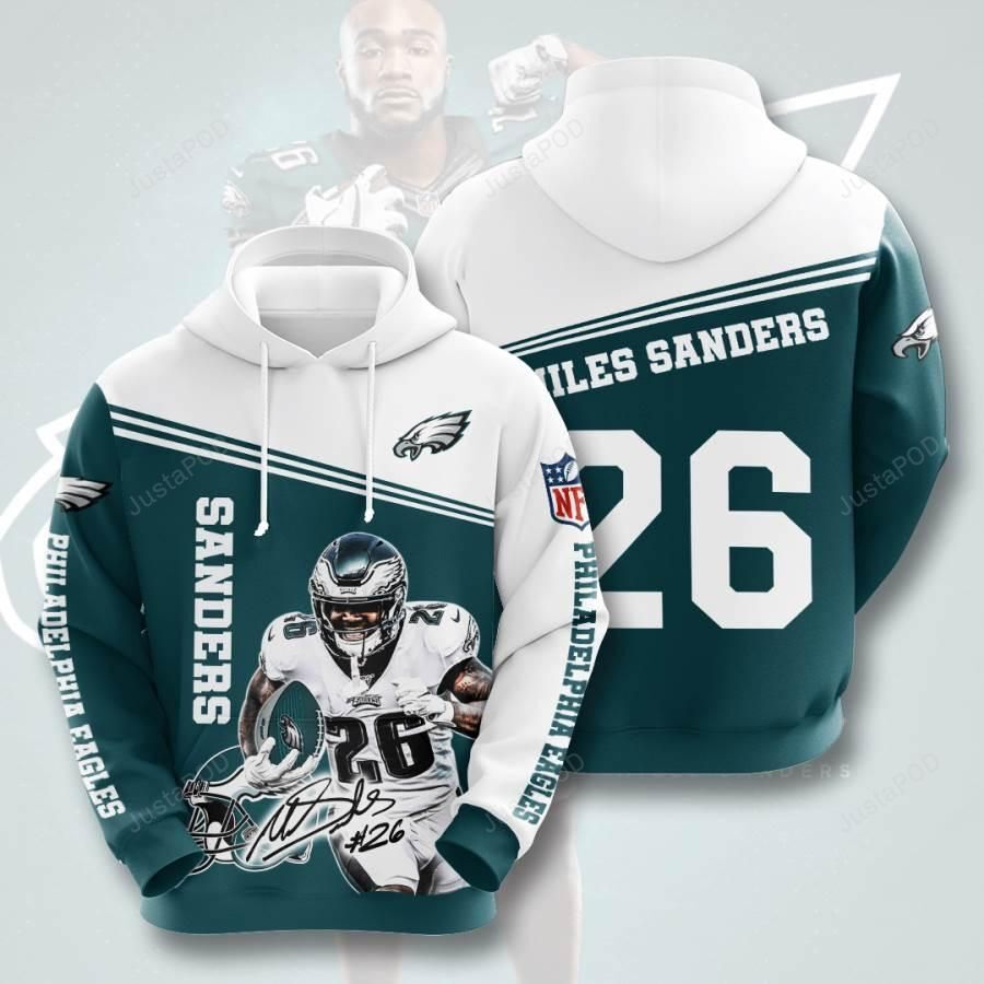 Sports American Football Nfl Philadelphia Eagles Miles Sanders 3d All Over Print Hoodie Zip-up Hoodie