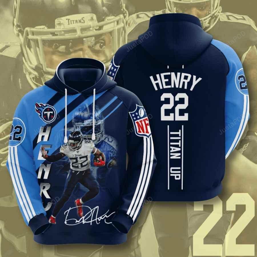 Sports American Football Nfl Tennessee Titans Derrick Henry 3d All Over Print Hoodie Zip-up Hoodie