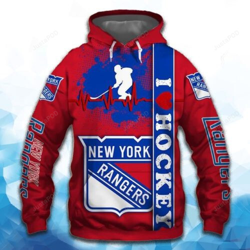 Sports New York Rangers 3d All Over Print Hoodie Zip-up Hoodie